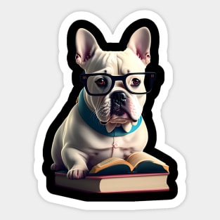 Bookish Dog Bulldog Sticker